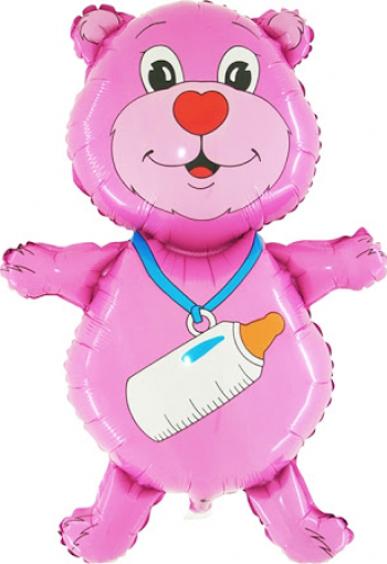 Balon mini figurina ursulet pink 30 cm 