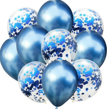Set 10 baloane latex 30 cm albastru 