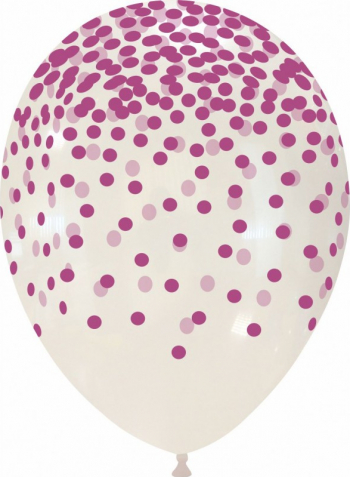 Set 10 baloane latex inscriptionate confetti violet 30 cm 