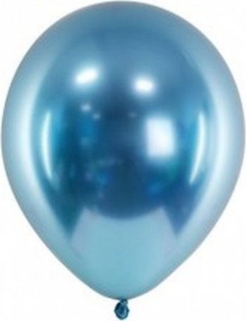 Set 6 baloane latex chrome albastru 15 cm 