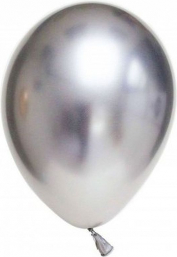 Set 6 baloane latex chrome argintiu 30 cm 