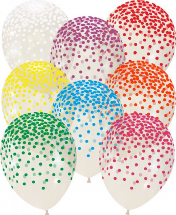 Set 8 baloane latex inscriptionate confetti multicolore 30 cm 