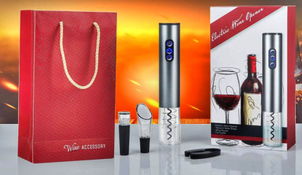 Set cadou accesorii pentru vin cu tirbuson electric 