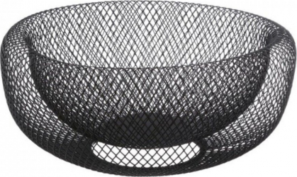 Cos pentru fructe cu pereti dublii din plasa metalica Escalate 13 5 x 27cm Negru 