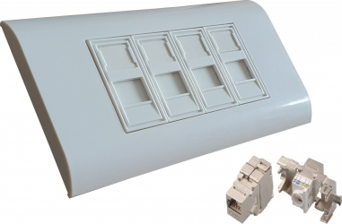 Priza 4 porturi voce/date cat6A 10Gb 500Mhz LanKATT ecranata 4 x RJ45 - 80x148 FTP/STP modulara Autosertizare toolless echipata ingropata 