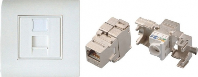 Priza simpla 1 port voce/date cat6A 10Gb 500Mhz LanKATT ecranata 1 x RJ45 - 80x80 simpla FTP/STP modulara Autosertizare toolless ingropata 