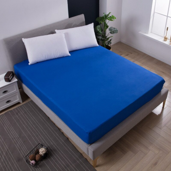 Cearsaf de pat 220/240cm Satinat bumbac 100 Albastru 