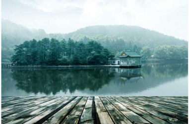 Tablou canvas cu rama si sistem de prindere alpine lake 70x50 cm 