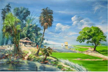 Tablou canvas cu rama si sistem de prindere coliba 100x70 cm 
