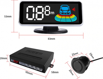 Kit 4 senzori parcare auto display digital si avertizare sonora si freza inclusa