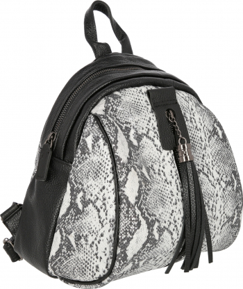 Rucsac de dama din piele naturala neagra cu imprimeu gri tip piton 061 MAGAZINUL DE GENTI 