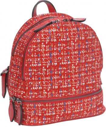 Rucsac rosu cu imprimeu colorat din piele naturala nubuc MAGAZINUL DE GENTI 