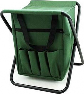 Scaun mini pliabil gradina camping pescuit cu geanta verde max 80 kg 25x27x32 cm 