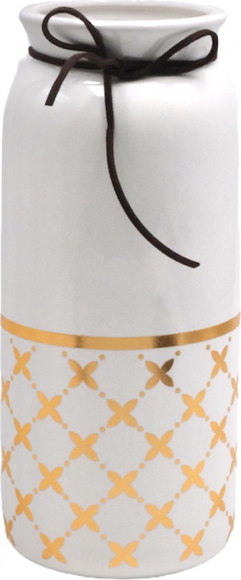 Vaza decorativa din ceramica cu model auriu rotunda 22.5x10cm 