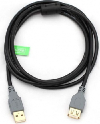 Cablu premium prelungitor USB 2.0 tata la USB 2.0 mama Digitus 1.8 m negru