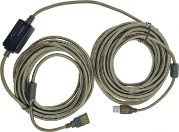Cablu prelungitor USB 2.0 activ lungime 15 m USB A tata la USB A mama cu repetitor negru