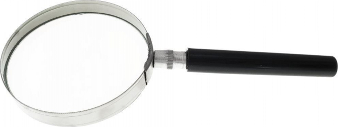 Lupa cu lentila din sticla zoom 4X diametru 75mm rama metalica si maner plastic 