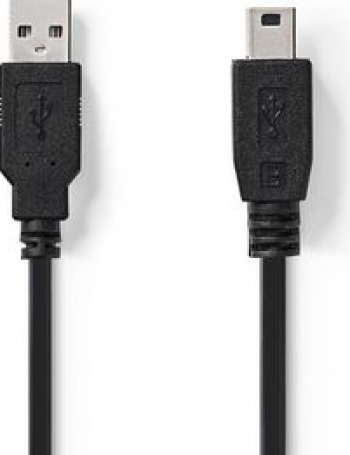 Cablu USB 2.0 A tata - Mini 5-Pin Tata 2m negru Nedis 