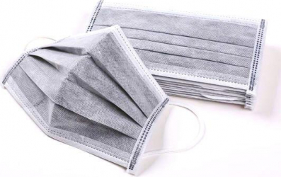 Set 50 buc. masca de protectie de unica folosinta 3 straturi 3 pliuri culoare gri