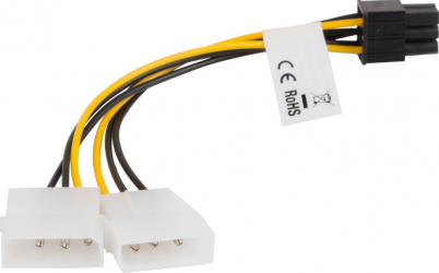 Cablu splitter in Y Lanberg Molex 3-pin tata cu Molex 3-pin mama la BTX cu 6 pini 15 cm 