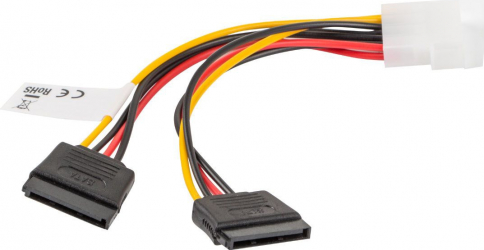 Cablu Y de alimentare Molex 4-pin tata la 2 X SATA 15-pin mama Lanberg lungime 15 cm 