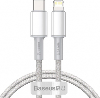 Cablu pentru incarcare si transfer de date Baseus High Density USB Type-C/Lightning Power Delivery 20W 2m Alb