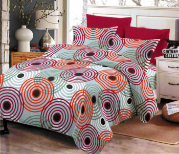 Lenjerie de pat matrimonial cu husa elastic pat si fata perna patrata Baikal bumbac mercerizat multicolor 