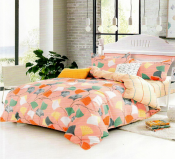 Lenjerie de pat matrimonial cu husa elastic pat si fata perna patrata Angel Falls bumbac mercerizat multicolor 