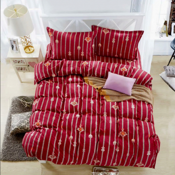 Lenjerie de pat matrimonial cu husa elastic pat si fata perna patrata Zlatni Rat bumbac mercerizat multicolor 
