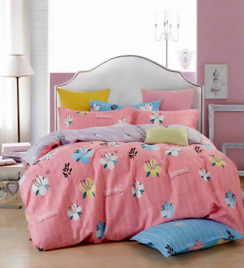 Lenjerie de pat matrimonial cu husa elastic pat si fata perna dreptunghiulara Denali bumbac mercerizat multicolor 