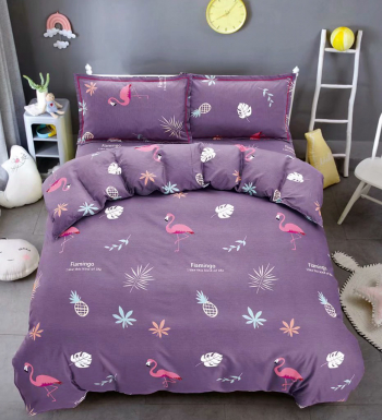 Lenjerie de pat matrimonial cu husa elastic pat si fata perna dreptunghiulara Tamil bumbac mercerizat multicolor 