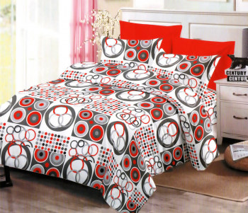 Lenjerie de pat pentru o persoana cu husa elastic pat si fata perna patrata Laguna bumbac mercerizat multicolor 