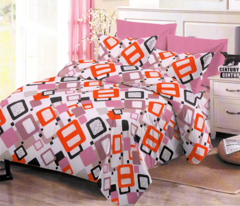 Lenjerie de pat matrimonial cu husa elastic pat si fata perna patrata Na Pali bumbac mercerizat multicolor 