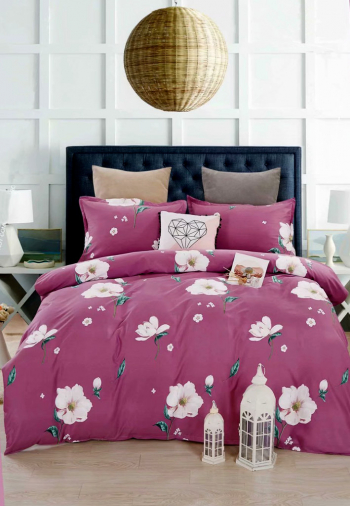 Lenjerie de pat matrimonial cu husa elastic pat si fata perna dreptunghiulara Fiordland bumbac mercerizat multicolor 