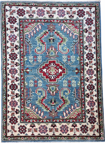 Covor manual afgan KAZAC din lana pe urzeala de bumbac 200.000 noduri/mp 119 x 83 cm 
