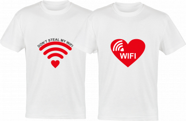 Tricou indragostiti colectia LOVE logo DONT STEAL MY WIFI din bumbac alb marimea S-2XL 