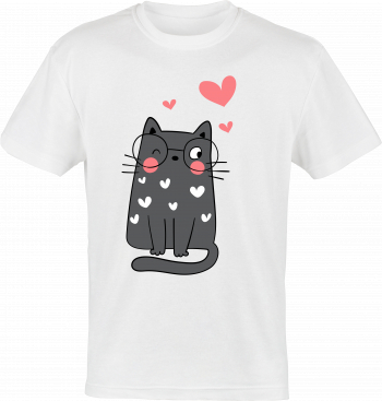 Tricou indragostiti colectia LOVE logo HELLO CAT LOVE din bumbac alb marimea XL 