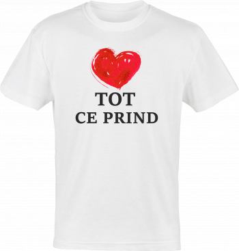 Tricou indragostiti colectia LOVE logo IUBESC TOT CE PRIND din bumbac alb marimea L 
