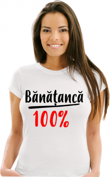 Tricou personalizat unisex ALB bumbac logo BANATANCA SUTA LA SUTA marimea 2XL 