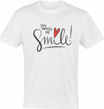 Tricou YOU MAKE ME SMILE bumbac alb marimea L 