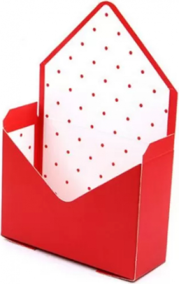 Cutie pentru aranjamente florale model plic rosu cu buline