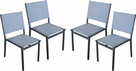 Set 4 scaune terasa gradina RAKI din panza cu cadru aluminiu 