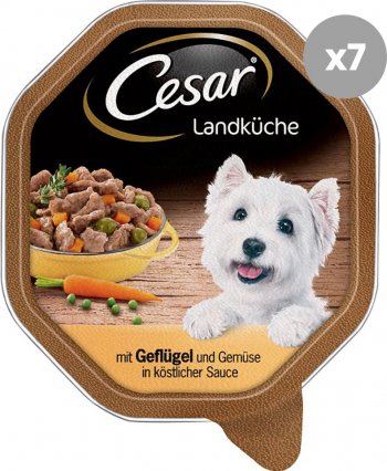 Hrana Umeda Cesar Pate Caini Vita si Curcan 7x150 g 