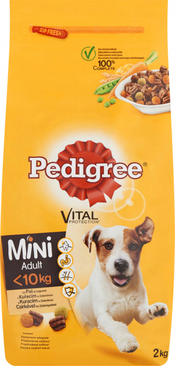 Hrana Uscata Pedigree Adult Caini Talie Mica Pui si Legume 2 kg 
