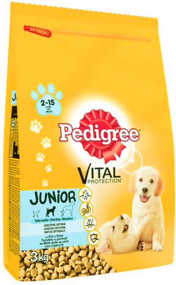 Hrana Uscata Pedigree Junior Caini Pui si Orez 3 kg 