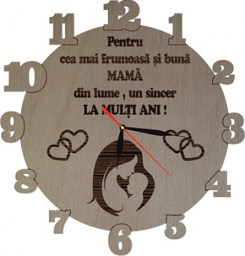 Ceas personalizat La multi ani Mama Lemn 40 cm 
