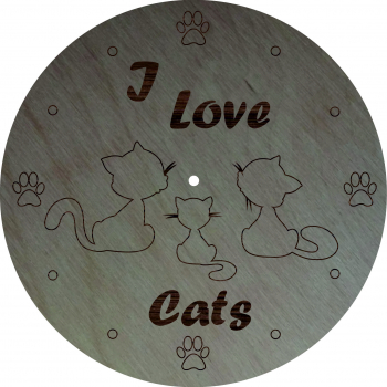 Ceas personalizat pentru copii I love cats Lemn 40 cm 