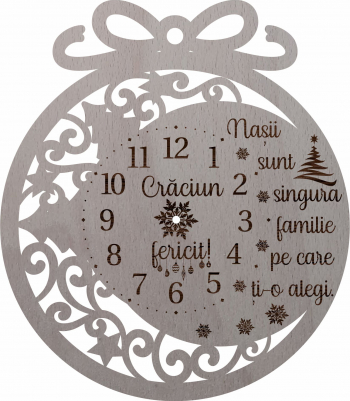 Ceas personalizat pentru nasi de Craciun Lemn 40x35 cm 