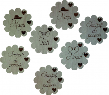Cocarde personalizate 3D Exclusive Technology Floare tip brosa Lemn 5 cm 