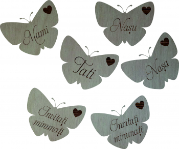 Cocarde personalizate 3D Exclusive Technology Fluturi tip brosa Lemn 5 cm 